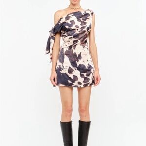 Western One-Shoulder Animal Print Dress